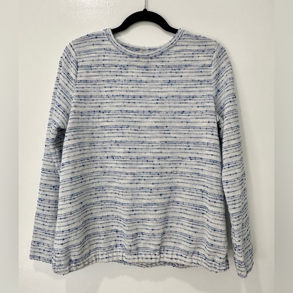 Loft Womens Crew Neck Cotton Blend Lightweight White & Blue Sweater Size M EUC - Picture 2 of 11